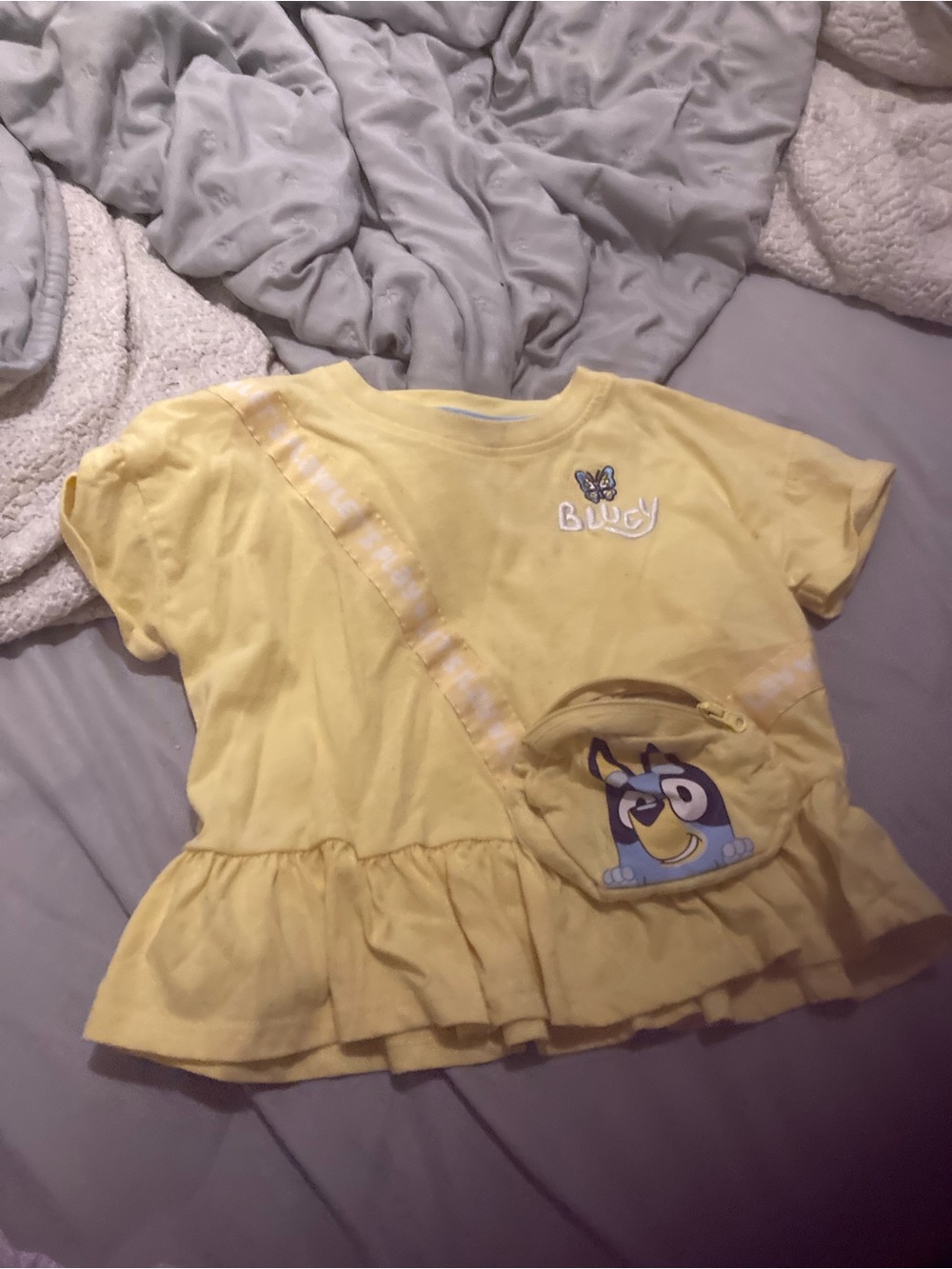 Disney Yellow Short Sleeve Peplum Top with Character Patch